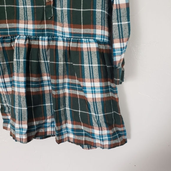 Carter's Toddler Girl 4T Fall Plaid Flannel Dress Pleated Long Sleeve Green - Picture 3 of 5